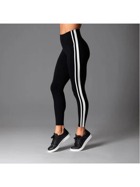 Women's TAVI Black and White Stripe High Waisted Leggings Size S